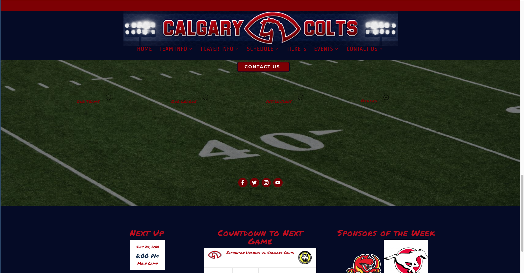 Calgary Colts Menus